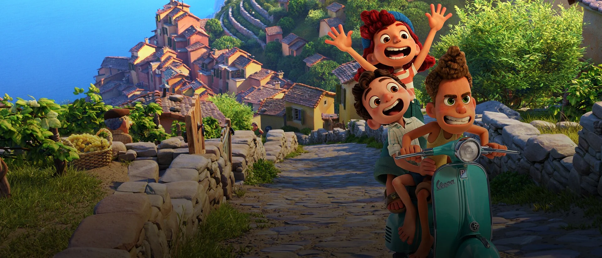 Luca and his friends in their colorful Italian seaside world